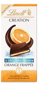 Lindt - Tablette CRÉATION Orange Frappée - Chocolat au Noir, 150g