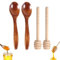 4 Piece Honey Spoon Set, Including 2 Small Wooden Spoons and 2 Mixing Sticks, Sturdy Durable Wooden Spoon for Honey Easy to Clean Wooden Honey Spoon, For Stirring Honey Tea Coffee Jam and Wedding Part