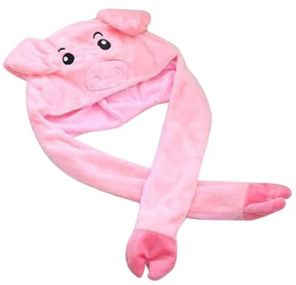 KONTONTY Mütze für Jungen und Mädchen Schweineohren Beanie für Jungen und Mädchen rosa bewegliche Ohren Spielzeug