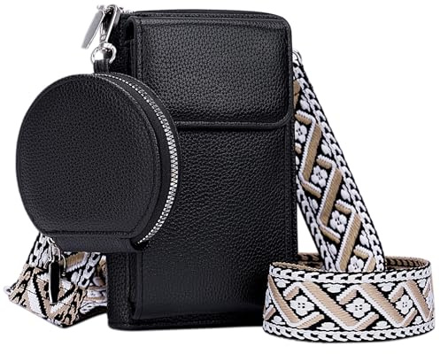 Toptime Handytasche Zum Umhängen mit Mini-Beutel, Kleine Umhängetasche Damen mit Boho-Breiter Träger, Handyumhängetaschen Damen Handytasche mit Portemonnaie für Einkaufen, Gassi gehen, Kurzausflug