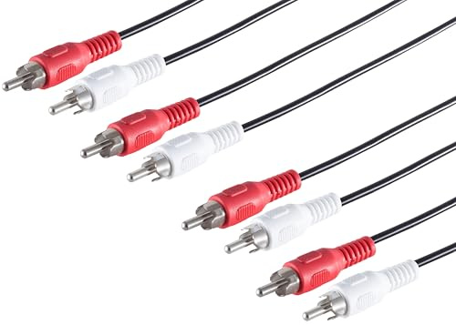 1aTTack.de 1 câble RCA de 1,5 m - 4 fiches RCA vers 4 fiches RCA - Câble de connexion audio stéréo - Connecteurs moulés - Contacts nickelés pour récepteur HiFi AV