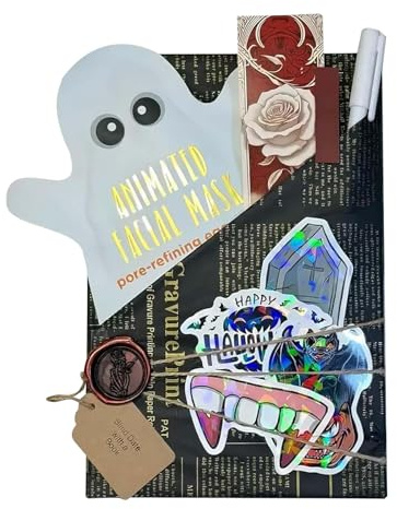 Bound Date with A Book - Book Lover Gift - Hexe & Halloween Crimine Romanzo in Misterioso Packaging - per giovani e adulti con pipistrelli e motivi fantasmi