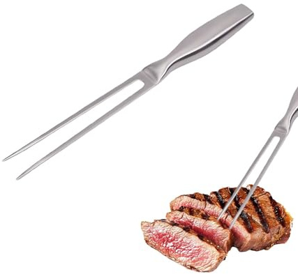 Fysaran Forchetta da carne in acciaio inox, forchetta da griglia in acciaio inox da 27 cm per bistecche, arrosti, pollo e verdure arrosto, forchetta per patate, forchettone per girare e fissare