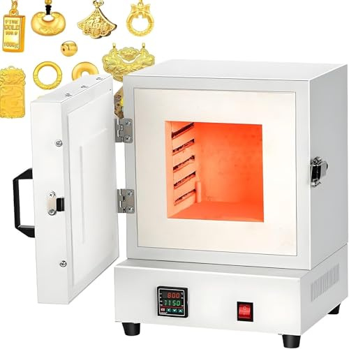 Himopuer Laboratorieutrustning digital display bränd ugn, bord elektrisk sintringugn, 2000 W elektrisk ugn 1150 ℃ metallsmältugn, ljuddämparugn, kompakt bordsdesign, för gör-det-själv-projekt