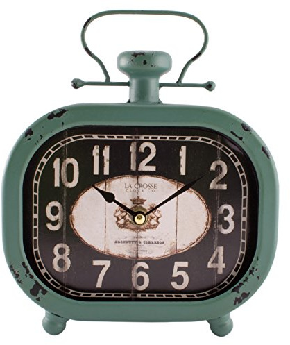 La Crosse 404-3425 Distressed Teal Metal Clock