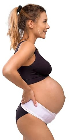 Carriwell Cinturón de Embarazo Ajustable con Cierre de Velcro | Cinturón de Maternidad | Reduce la Presión, Alivia el Dolor Lumbar y Sostiene el Vientre | Discreto bajo la Ropa | S/M - L/XL