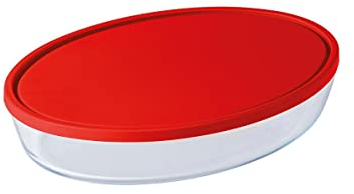 O CUISINE FTE Ovale con Coperchio Rosso 35 x 24 cm, 3 l ocu, Acciaio Inossidabile, Multicolore