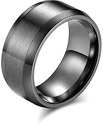 Aeici Anillo gótico, anillo de bandas cepilladas clásicas con bordes biselados, anillo de caballero de acero para mujer, one size, Metal