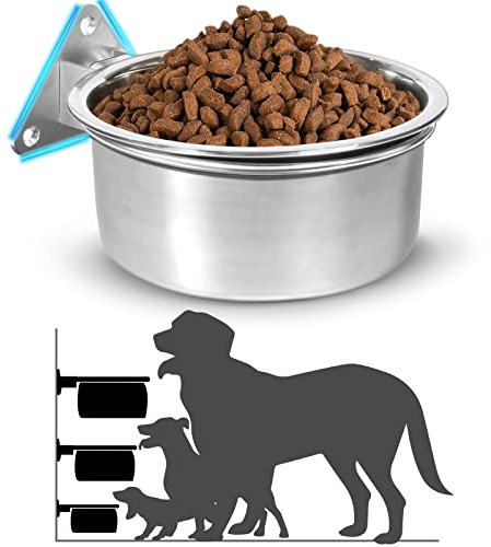 Raised Large Dog Bowls Wall Mount Pet Bowl, Collapsible Elevated Pet Bowl for Dog Cat Chicken Coop - 8 Cups / 2 Quart