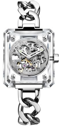 CIGA Design Women's Automatic Watch - R Series Crystal Love, Luxury Transparent K9 Crystal Case Exquisite Timepiece Gifts for Women