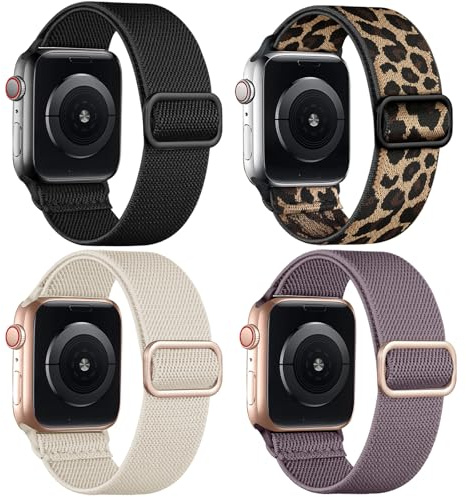 Oielai 4 Pack Bracelets Compatible avec Bracelet Apple Watch 40mm 41mm 38mm 42mm Femmes Hommes, Band en Nylon pour iWatch SE Series 11 10 9 8 7 6 5 4 3 2 1 SE 3