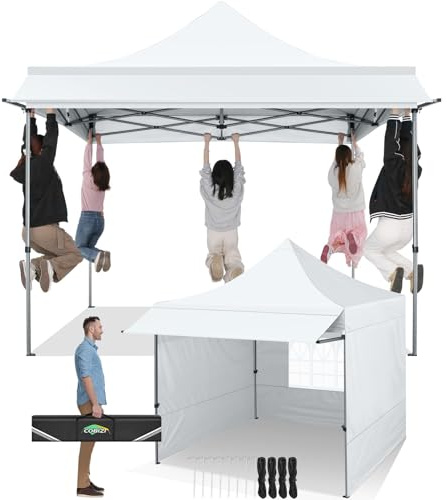 COBIZI Carpa Plegable 3x3M con Toldo y Paredes Desmontables,Cenadores para Jardin 3x3 UV50+ Carpas de Camping Impermeables para Exteriores Jardin Playa Camping Fiestas(3 por 3m Blanco)