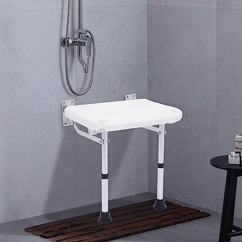 Siège de douche mural pliable avec pieds de support - Siège de douche pliable - Pour les personnes âgées, les désagréments après la chirurgie, les femmes enceintes
