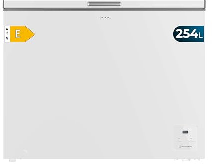 Cecotec Congélateur Coffre Blanc 254 Litres Bolero CoolMarket Chest 254 White E. Congélateur,83,5 cm de Hauteur et 104 cm de Largeur,Inverter Plus,Convertible en Réfrigérateur, Classe E,Fast Freezing