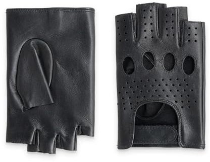 GLOVE STORY Körvantar för män i svart ofodrat lammläder | Rörelsefrihet och smal stil | Lätt tillbehör för touch-precision och retroelegans, svart, M