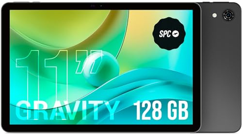 SPC Gravity, 11 tum HD-surfplatta, grå, Octa-Core, 4 GB RAM, 128 GB utbyggbar lagringsutrymme, 7 timmar, omvänd laddning, wifi, dubbelt band och Android 14