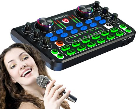 Streaming Sound Carte - Podcast Mixer Board, Audio Recording Mixer | Mixer Sonore Professionnel, Interface Audio Compacte, Carte Son Pour Le Jeu Et, Idéal Pour Chanter, Instruments Livestreams