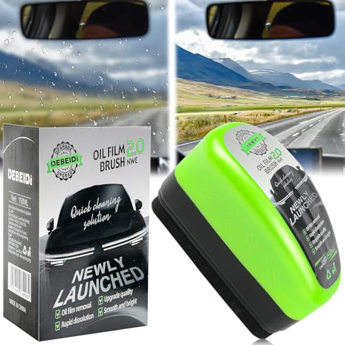 Automotive Oil Film Cleaning Brush, 150ML Car Glass Oil Film Cleaner, Car Wash Brush Prevents Rain and Fog Glass Oils Films Remover, Enhances Clarity and Visibility for Windscreens, Windows, Mirrors