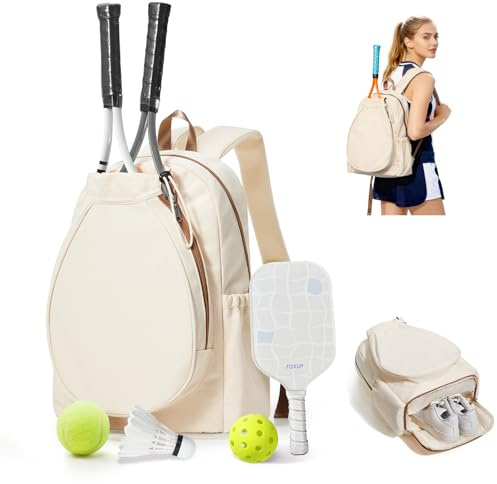 BJLFS Bolsa de Tenis, Mochila de Tenis para Mujeres y Hombres, Bolsa Grande de Pickleball，Adecuado para Uso Deportivo Diario, Puede Contener Vasos de Agua, Toallas, Ropa，2 Raquetas
