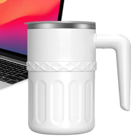 Fyrdyn Automescolante,Tumbler Da Bevande Magnetico Ricaricabile Con Coperchio,Bicchiere Agitante Con Display Della Temperatura | Per Viaggio Bevande Cioccolato Caffè Casa Cucina Scrivania
