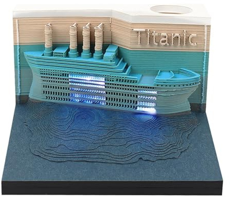 Calendrier 3D 2027 avec lumière LED - Bloc mémo 3D en papier - Sculpture autocollante - Pour planificateur quotidien, bloc-notes et marque-page - Sculpture créative en papier pour décoration de bureau