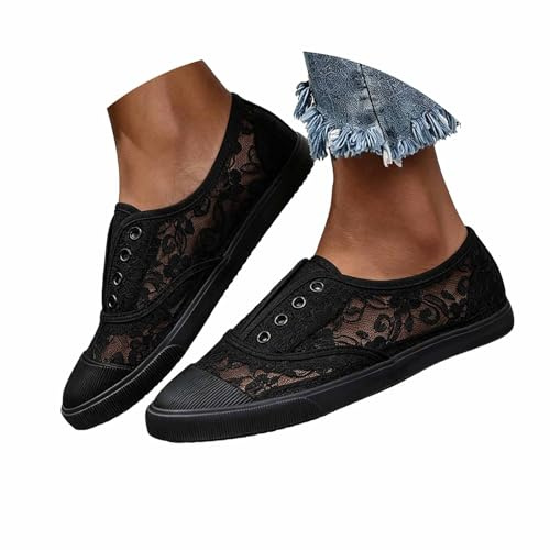Chaussures Dirndl pour femme - Élégantes - En dentelle - Baskets plates - Chaussures Dirndl - Chaussures en tissu respirant - Pour la fête de la bière
