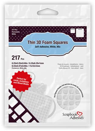 Scrapbook Adhesives by 3L 3L Scrapbook Adhesive Permanent Thin Pre-Cut 3D Foam Squares, Mixed Variety, 217/pk, White (1616)