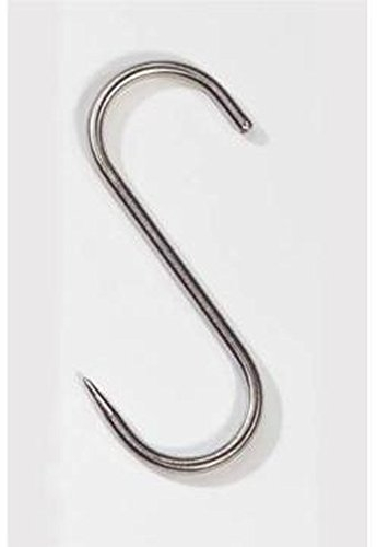 Akah 1 Stück Edelstahlhaken 35 kg 120x5 mm Fleischerhaken, Jagd, aufbrechen,Metzgerhaken, Räucherhaken, Edelstahlhaken, Metzgerei, Metzger, Fleischer, groß