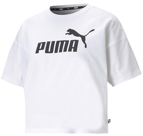 PUMHB|#Puma Ess Cropped Logo Tee Crop Top, Donna, Puma White, S
