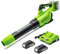 Greenworks 48V(2x24V) Soffiatore Foglie Assiale a Batteria con Motore Brushless, Funzione Turbo, 217km/h, 16,4m³/min, CON 2 Batterie 24V 2Ah e Caricabatterie, Garanzia 3 Anni GD24X2ABK2X