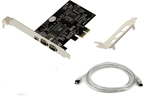 KALEA-INFORMATIQUE PCIe FireWire 400 IEEE1394a 3-Port-Controller-Karte mit VIA6308 Chipsatz und ASM1083. High- und Low-Profile-Winkel, mit Ilink-Kabel.