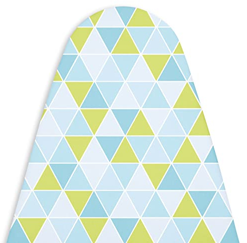 Encasa XO Bügelbrettbezug 'Luxury Line' mit extra Dicker Polsterung (passend für Standardbretter der Größe Wide von 125x46 cm) Triangles Aqua - Ersatz für Haus & Hotel
