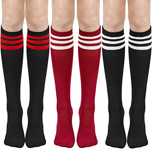DRESHOW 3 Paia Calzettoni Calze Gambaletto Calzini Lunghi Calzettoni Coscia Scaldamuscoli Stivali Ginocchio Alta Calze di Avvio per Ragazze e Donna