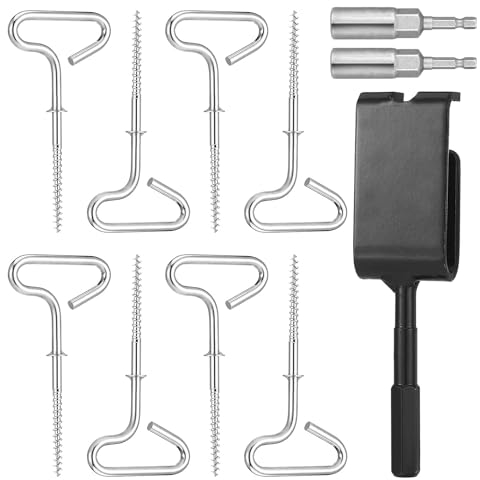 Desikixudy Ice Anchor Tool Kit Eisangel-Werkzeug-Set Eispilze Angeln Vorräte Metall+Kunststoff Beinhaltet Eispilz-Bohrmaschinen-Adapter 8 Gewindebolzen Eisfisch-Unterstand-Nagel 2 Schlagschraube