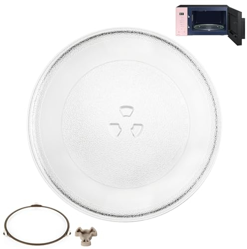 VIDETOL Plato para microondas, 25,5 cm, placa de cristal redonda con 3 botones, plato de cristal transparente para microondas y microondas