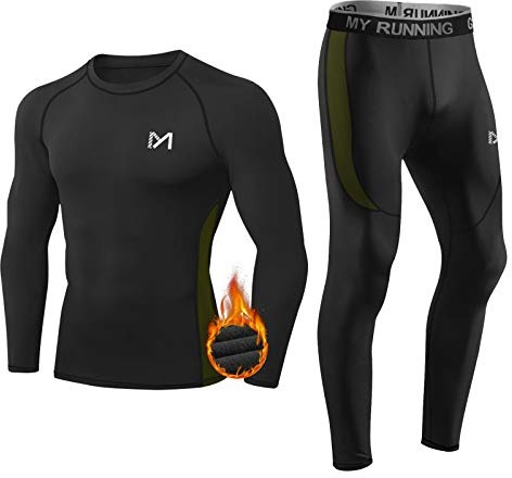 MEETYOO Conjunto de Ropa Interior térmica para Hombre, Ropa Interior Larga Funcional, Transpirable, Ropa Interior Deportiva, Traje de compresión para Entrenamiento, esquí, Correr, Senderismo,