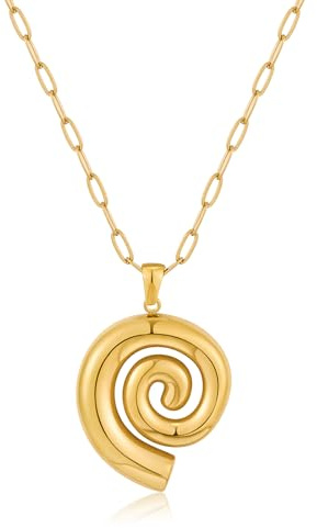 WOWORAMA Guldhalsband för kvinnor boho spiralsnäcka snäcka snäcka halsband sjöstjärna halsband vintage hav snäckskal kraghalsband justerbar sommar strandsmycken, Adjustable, Mässing, Ingen ädelsten