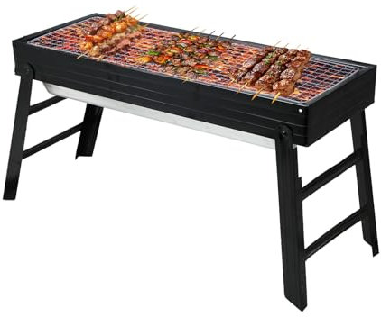 Grill BBQ compacto - barbacoa, portátil y plegable, barbacoa de acero inoxidable - barbacoa portátil, para jardín, terraza, camping, viajes, actividades al aire libre (60 x 22 x 34 cm)