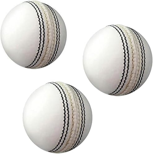 White Cricket Ball | White Color Leather Cricket Balls for Practice A Grade Handstitched | Senior Official Hard & Seasoned |No Stamp for Indoor and Outdoor Practice & Training Cricket Ball (3)