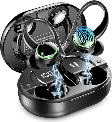 Auriculares Inalambricos Bluetooth 5.4, Auriculare Deportivos con Cancelacion Ruido, 50H HiFi Estéreo, IP7 Impermeable Cascos Inalámbricos Bluetooth Carga Rápida USB-C, In-Ear Auriculares Running