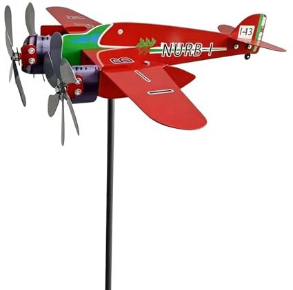 Generico Segna- Banderuola SegnaDinamica a Forma di Aereo | Mulino A In Metallo Con Forma Di Aeroplano,per Prato Terrazza Passerella Corridoio Cortile Feste in Giardino
