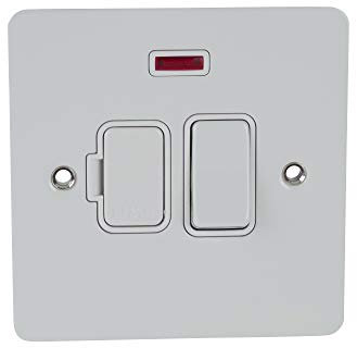Schneider Electric Ultimate Flat Plate - Switched Single Fused Connection Unit with Neon Indicator, 13A, GU5211WPW, Painted White with White Insert