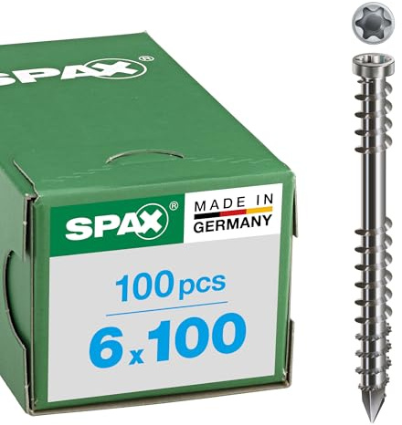 SPAX Trallskruv A4 Cylindriskt huvud T25 6X100 100ST 0538000601003