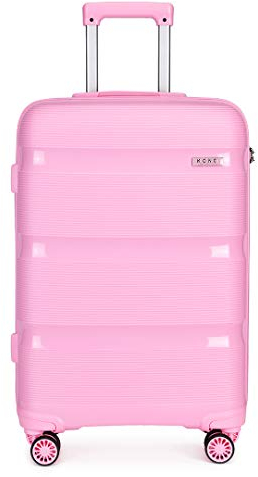 KONO Valigia Trolley Grande 76cm Rigida e Leggera in Polipropilene Valige da Viaggio con 4 Ruote e TSA Lucchetto, Rosa