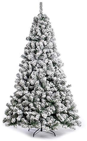 Nataland Albero di Natale Artificiale Verde Innevato Modello Monte Bianco Altezza 210 Cm, Abete Super Folto con Effetto Realistico e Rami Con Aghi Anticaduta