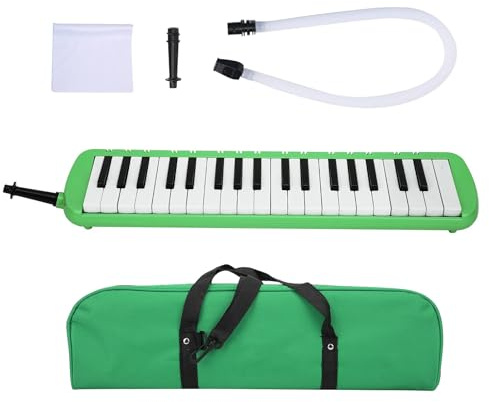 Melodica 37 Keys Keyboard Melodica Wind Musical Instrument for Beginner Professional Training with Easy Installation(green)