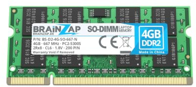 BRAINZAP 4GB DDR2 667MHz PC2-5300S SO-DIMM CL6 2Rx8 1.8V Unbuffered Non-ECC RAM-minne för Notebook Laptop Minnesmodul Memory