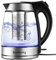Electric Glass Water Kettle with Filter Tea Infuser, 1.7Liter Cordless Tea Kettles 2200W Fast Boil Hot Water Boiler Heater LED Illuminated with Stainless Steel Lid, Auto Shut-Off for Home, Gift