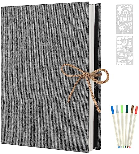 AIOR Selbstklebende Fotoalbum Einkleben und zum Selbstgestalten, Leinen Fotoalben Scrapbook 60 Weißen Seiten, Retro Nachfüllbar Fotobuch, Geburtstag Jahrestag Geschenk (Grau)