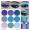 Teekerwan 9 Colori Shimmer Paletta ombretti verdi, Ombretto verde chiaro altamente pigmentato Ombretto verde scuro Paleta, Blendability Lucido opaco verde Makeup Powder Palet (Blue)